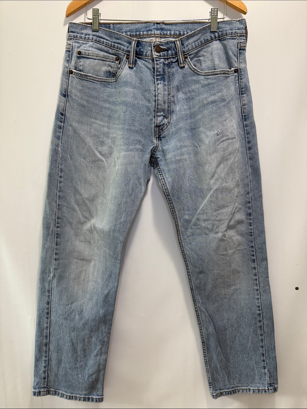 Levi’s 505 Light Blue Straight-Leg Jeans Distressed Size 34/30